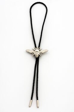 One Bee 003 + Leather Bolo Tie - Silver