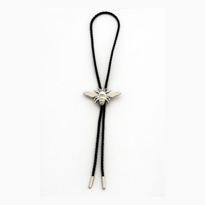 One Bee 003 + Leather Bolo Tie - Silver