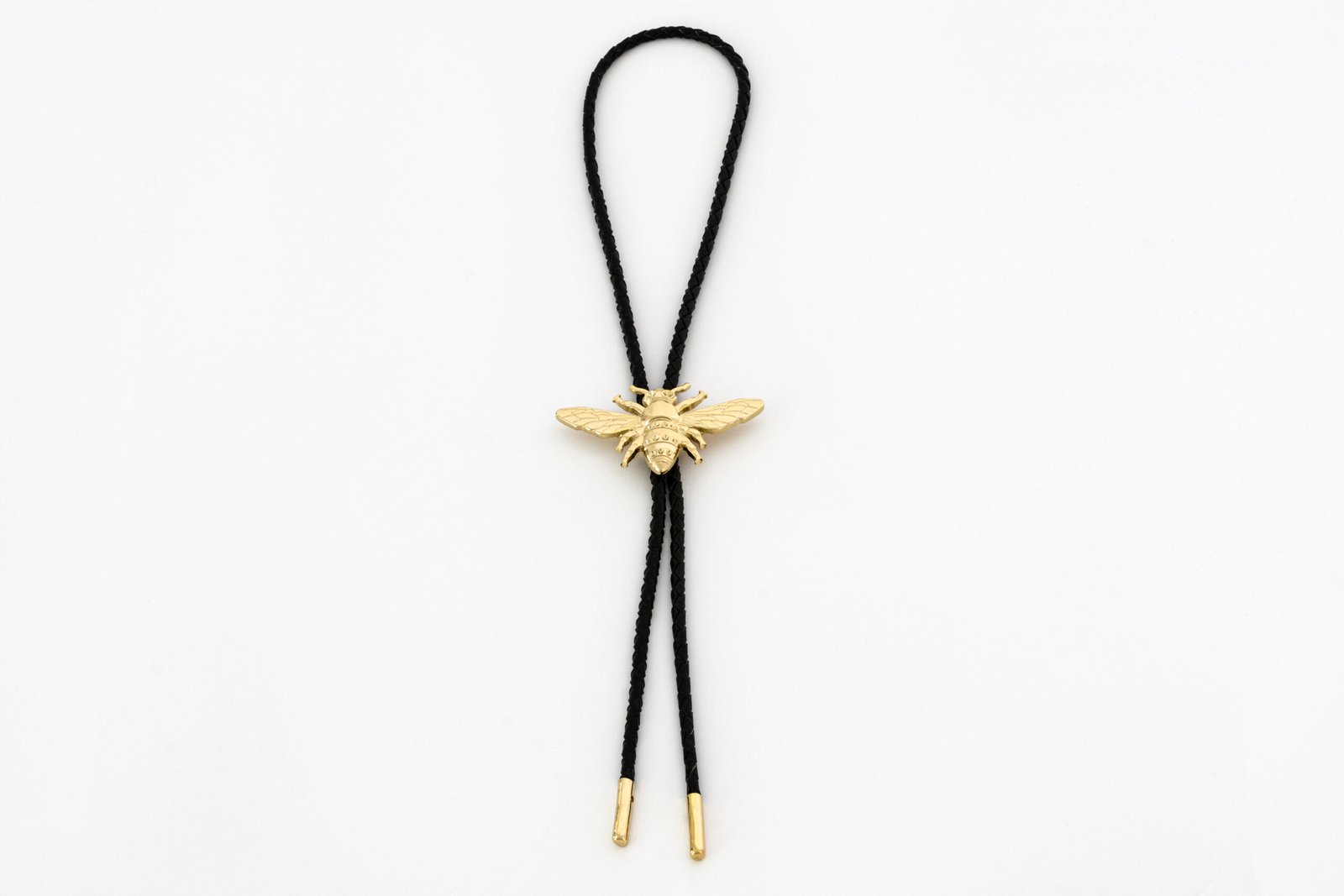 One Bee 003 + Leather Bolo Tie - Gold