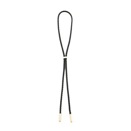 Black Bolo Tie, Gold Tips