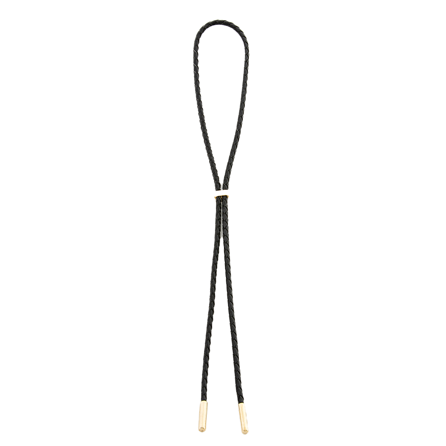 Black Bolo Tie, Gold Tips
