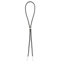 Black Bolo Tie, Silver Tips