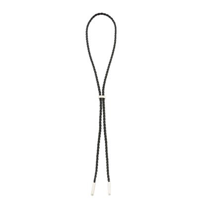 Black Bolo Tie, Silver Tips